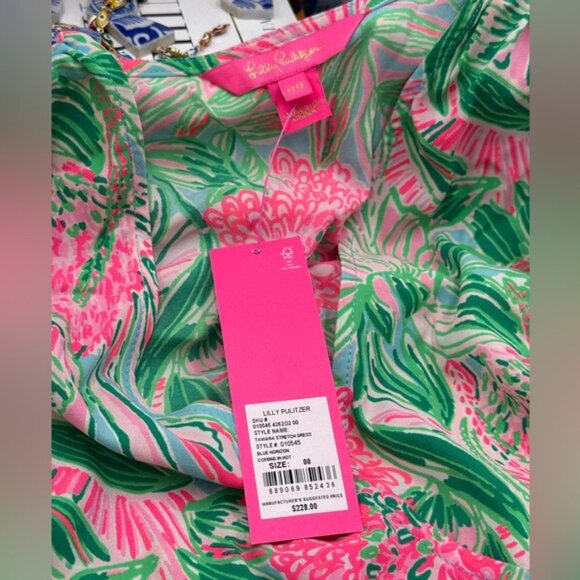 🆕 LILLY PULITZER 🧿 NWT Taviana Stretch Dress, Coming in Hot Blue Horizon, Sz00 - Picture 14 of 15